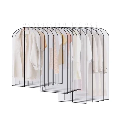 Afbeelding van 16 stuks kledingzakken, lang, 60 x 120/100/80 cm, kledingzakken met ritssluiting, transparante kledingbeschermhoes, kledingzak, kort, voor pakken, mantels, jurken, overhemden, opslag kledinghoes