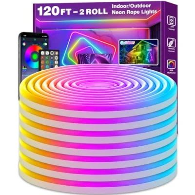 Afbeelding van AILBTON 36 m neon led lichtsnoer, bediening met app/afstandsbediening, flexibele lichtketting, meerdere modi, IP65, waterdicht RGB neonlicht