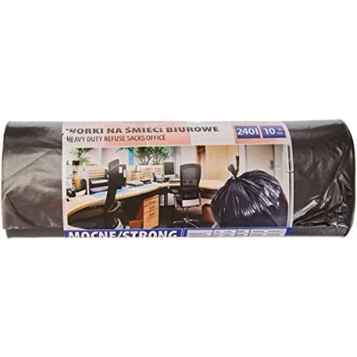 Afbeelding van Office Products 22021252 05 10 stuks sterke scheurvaste afvalzakken van polyethyleen met lage dichtheid, zwart, filmdikte 30 μm, 240 liter