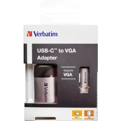 Afbeelding van Verbatim 49145 USB C Adapter [1x stekker 1x VGA bus] Zilver (mat) 0.10 m