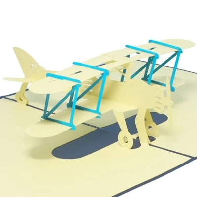 Afbeelding van Lin 3D pop up kaarten wenskaarten verjaardagskaarten rijden piloot vliegtuig tweedekker