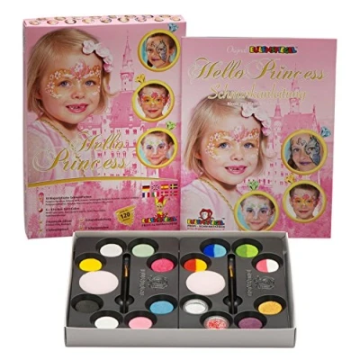 Afbeelding van Eulenspiegel 212073 Hello Princess make uppalet, 10 professionele aqua kleuren, 4 gespleten taarten, 2 glitter, sponzen, penselen, 1 handleiding (mogelijk niet beschikbaar in het Nederlands)