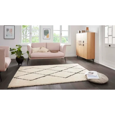 Afbeelding van Hoogpolig Vloerkleed Edinburgh Crème 120x170cm Creme Scandinavisch 123vloerkleed.nl