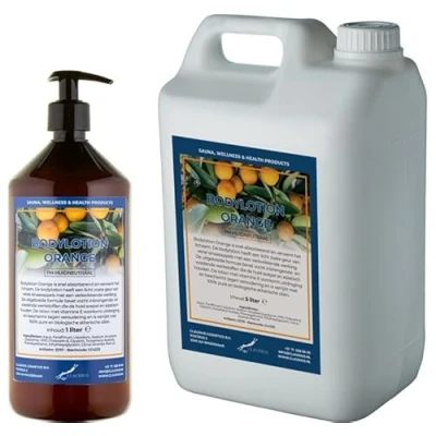 Afbeelding van Bodylotion Orange 1 liter met gratis pompje hervulbaar + Jerrycan 5 navulling