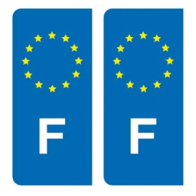 Afbeelding van HADEXIA Stickers kentekenplaat auto F Frankrijk Europese Unie Europa EU blauw sterren geel
