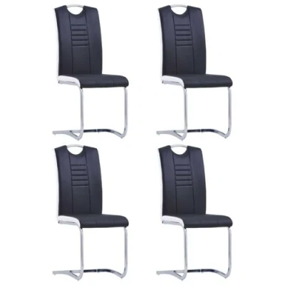 Afbeelding van Eetkamerstoelen 4 st kunstleer zwart