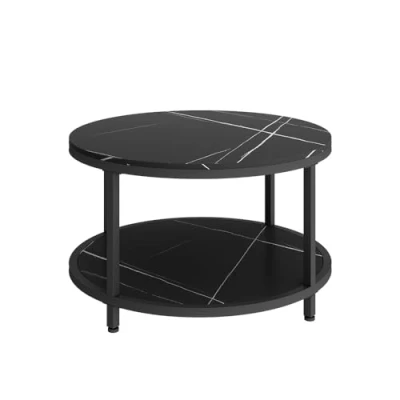 Afbeelding van Vicco Salontafel Ontario, Marmer/Zwart, 80 x 46 cm Rond