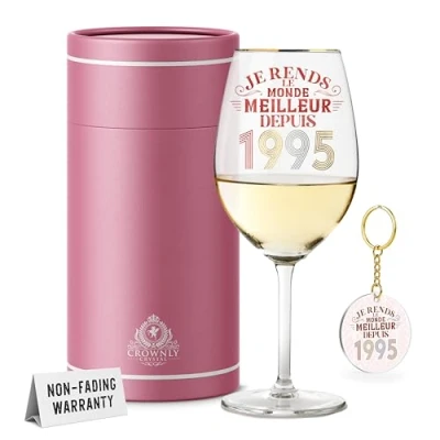 Afbeelding van CROWNLY CRYSTAL 1995 Cadeau Vrouw 30 Jaar Gepersonaliseerde Wijnglas Verjaardag Collega Zus