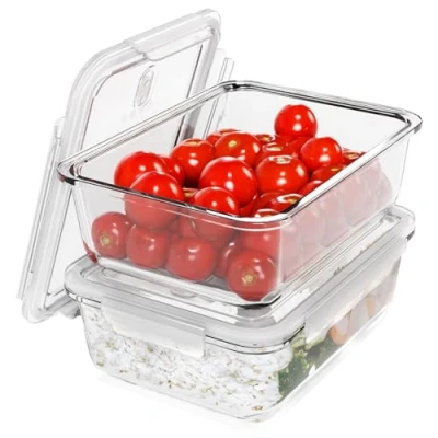 Afbeelding van classbach® Maaltijdbereidingsdozen met deksel, set van 2 glazen containers vaatwasmachinebestendig, magnetron en ovenbestendig, luchtdichte x