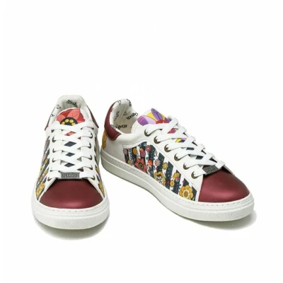 Afbeelding van Goby Floral Fusion Dames Sneakers Bloemenprint &amp; Bordeau Detail Maat 37