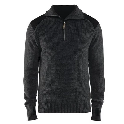 Image de Sweat en laine col zippé gris foncé/noir
