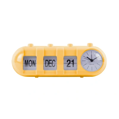 Afbeelding van Karlsson Wekker Retro Tube Calendar Flip Heldergeel