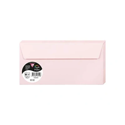 Afbeelding van Clairefontaine 5655C, verpakking met 20 zelfklevende enveloppen, formaat DL, 11 x 22 cm, 120 g/m², kleur: roze, uitnodiging voor evenementen en overeenkomst, Pollen serie, glad papier van hoge