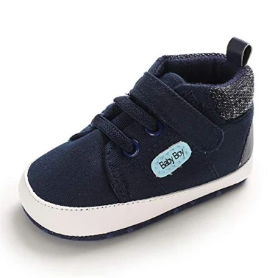 Afbeelding van MASOCIO Babyschoenen voor jongens, eerste stap, platte sneakers, zachte zool, antislip, Navy Blauw