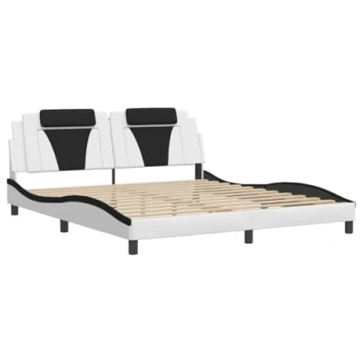 Afbeelding van vidaXL Bedframe met LED verlichting kunstleer wit en zwart 180x200 cm