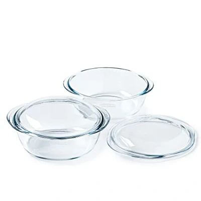 Afbeelding van Pyrex® 4 in 1 collectie stoofpan van borosilicaatglas set 2 stoomkoken, snel en smakelijk koken, magnetron vaatwasmachinebestendig (set braadpannen 2,3 l)