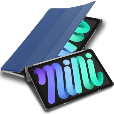 Afbeelding van Cadorabo Tablet Hoesje geschikt voor Apple iPad MINI 6 (8.3 Zoll) in JERSEY DONKER BLAUW Ultra dun beschermend geval met automatische Wake Up en Stand functie Book Case Cover Etui