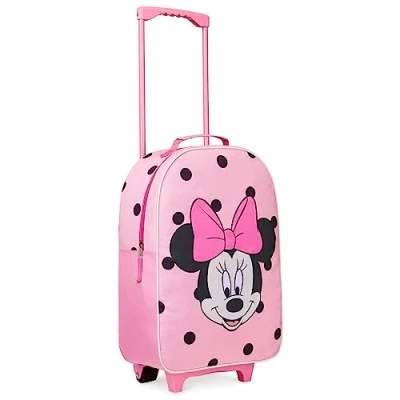 Afbeelding van Disney Koffer voor kinderen, meisjes, Stitch, Minnie Elsa, ijskoningin, kleine koffer, zacht, wielen, opvouwbaar, trolley, tas, reizen, cabine, trolleytas Roze Minnie, Travel