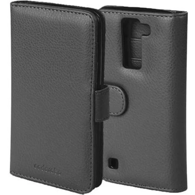 Afbeelding van Cadorabo Hoesje geschikt voor LG K8 2016 in ZWARTE OXIDE Beschermhoes met magnetische sluiting en 3 kaartsleuven Book Case Cover Etui