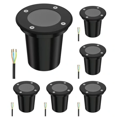 Afbeelding van ledscom.de 6 stuks BOLI vloerinbouwlampen voor buiten, IP67, zwart, rond, 108 mm Ø, 1 x GU10 max. 15 W, mat