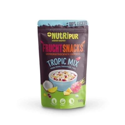 Afbeelding van NUTRIPUR Tropic mix gevriesdroogd fruitmengsel 100 g I bessen en gedroogde vruchten van kokosnoot, drakenfruit, mango ananas 100% fruit