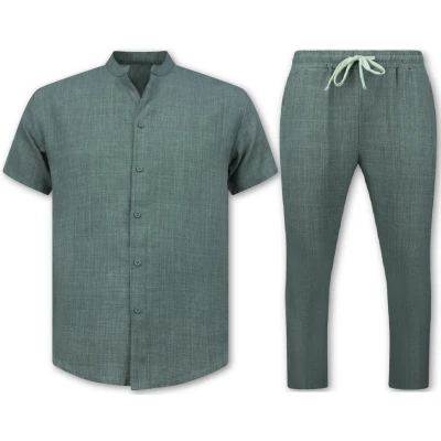 Afbeelding van Linnen Zomerset Heren Twinset Overhemd Zomer Broek MG Grijs Maat XL
