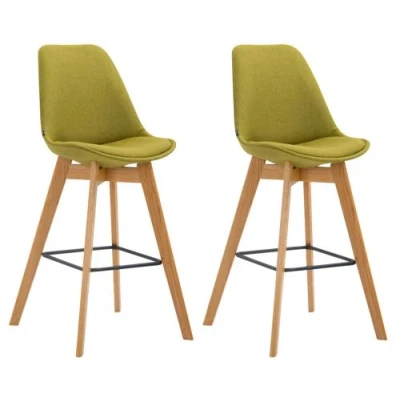 Image de CLP Lot de 2 tabourets bar Metz en tissu , Vert/Nature