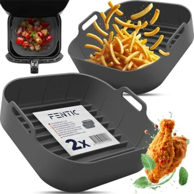 Afbeelding van Fentic Airfryer Siliconen Bakje 2 Stuks 20,5 cm Herbruikbaar Geschikt voor Philips, Cosori, Ninja, Cecotec, Tefal, Princess Accessoires Airfryers
