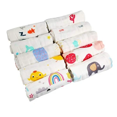 Afbeelding van LEADSTAR Babywashandjes, 10 stuks babybadhanddoek, mousseline washandjes, katoen, zachte handdoek voor pasgeborenen, baby&#039;s, kinderen, 30 x cm