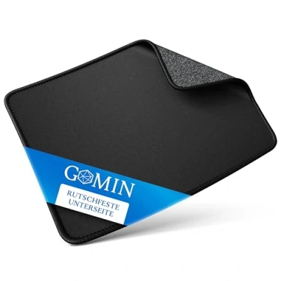 Afbeelding van Gomin muismat 28 x 20 cm antislip gaming gestikte randen verbetert snelheid en precisie ideale bureauonderlegger voor pc, laptop, thuis kantoor zwart