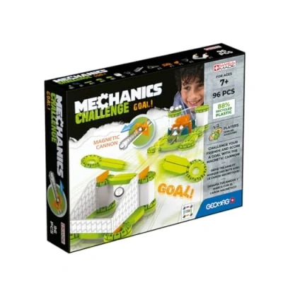 Afbeelding van GEOMAG MECHANICS Challenge Goal 96 onderdelen Voor kinderen vanaf 7 jaar Bouw je magnetische kanon om doelen te scoren en vrienden uit dagen Zwitserse productie Magnetisch bouwspel