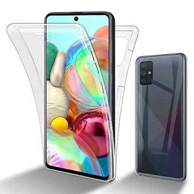 Afbeelding van Cadorabo Hoesje geschikt Voor Samsung Galaxy A51 4G / M40s in TRANSPARANT 360 Full Body Case Cover Beschermhoes en achterbescherming, all round bescherming met displaybescherming