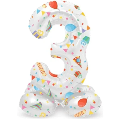 Afbeelding van Folat Staande folieballon Cijfer 3 Joyful Party 41 cm