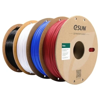Afbeelding van eSUN PLA+ filament 1,75 mm, versterkte taaiheid, 3D printer, PLA Plus, nauwkeurigheid +/ 0,03 1 kg per spoel, 4 spoelen voor printers, donkerrood + blauw koud wit zwart