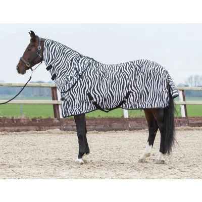 Afbeelding van Harry&#039;s Horse Vliegendeken Zebra Zwart Losse Hals 145/195
