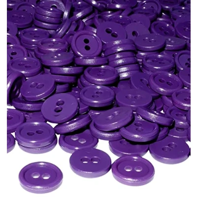 Afbeelding van AERZETIX C56331 set met 100 knoppen rond Ø 11,5 x 2,2 mm 2 gaten diameter van de opening kleur donkerpaars kunststof knutselwerk decoratie naaien korte kleding mode
