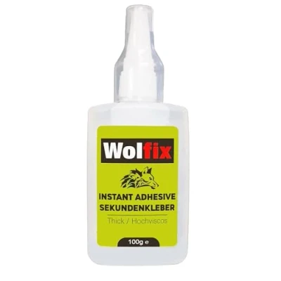 Afbeelding van WOLFIX Extra sterke secondelijm, dikke lijm, universeel inzetbaar voor het lijmen van kunststof, glas, hout, steen, metaal enz. (100 g)