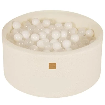 Afbeelding van Ballenbak boucle ( teddy stof) 90 x 40 cm + 300 ballen