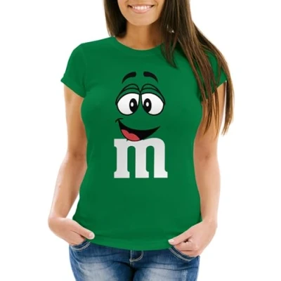 Afbeelding van MoonWorks® Carnavalsshirt voor dames, maat M, groepsprint, last minute kostuum, carnavalskostuum 2 x groen.