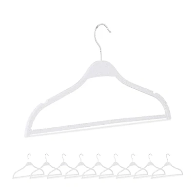 Afbeelding van Relaxdays kledinghanger stro set van 10 kleerhangers wit dun antislip smal