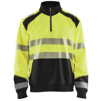 Image de Sweat col camionneur haute visibilité jaune fluorescent/noir