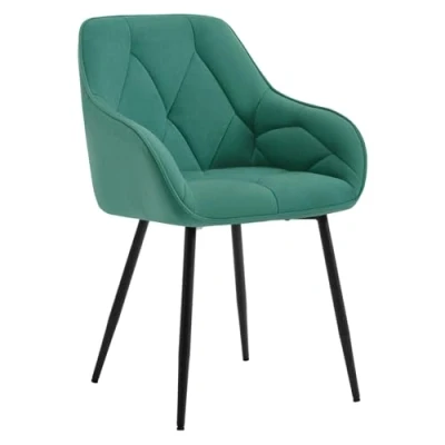 Afbeelding van WOLTU EZS02ts 1 eetkamer /keuken /woonkamerstoel, ergonomisch, gevoerd, met armleuningen, fluwelen zitting, metalen poten, turquoise