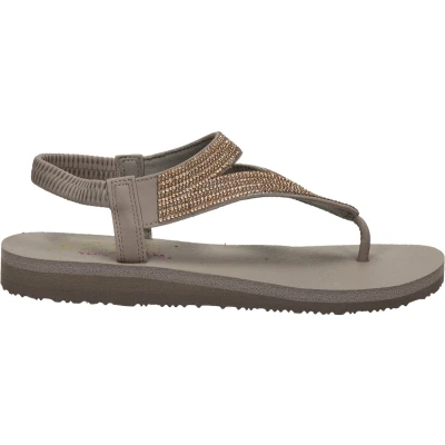 Afbeelding van Skechers Meditation Vibrant GLOW Teensandalen, Dames, Maat: 39, Bruin Hoogwaardig imitatieleer