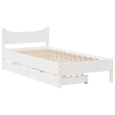 Image de vidaXL Cadre de lit sans matelas blanc bois pin massif 90x200 cm322160