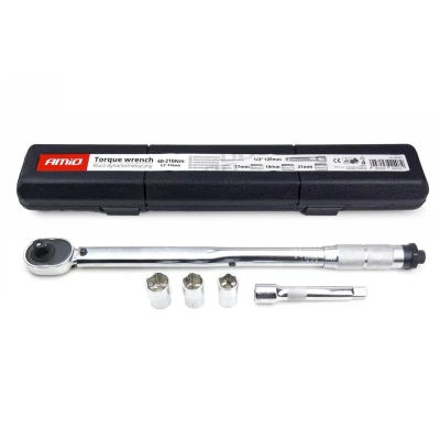 Afbeelding van AMiO 02407 Momentsleutel 12,5 (1/2&quot;) 40 210 Vierkant 470 Chroom vanadium staal