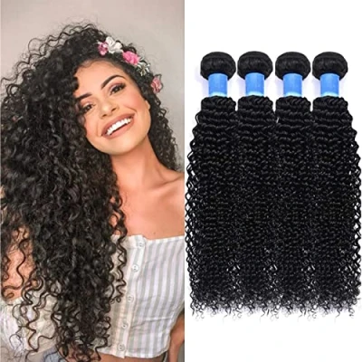 Afbeelding van RICHAIR Bundel Braziliaans Krulhaar 26 Inch, Menselijk Haar Bundels 4 Stuks, Natuurlijke Braziliaanse Strengen Zwart 50g/stk (totaal 200g)
