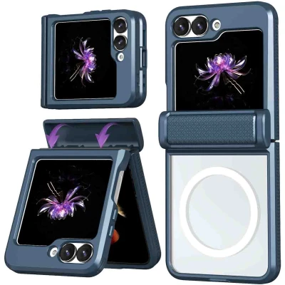 Afbeelding van imoshion Hoesje Geschikt voor Samsung Galaxy Z Flip 6 Rugged Clear Backcover MagSafe Donkerblauw