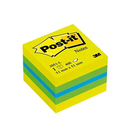 Afbeelding van Memoblok 3M Post it 2051 51x51mm kubus lemon
