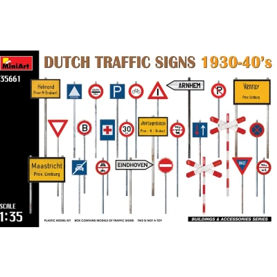 Afbeelding van 1:35 MiniArt 35661 Dutch Traffic Signs 1930 40s Plastic Modelbouwpakket