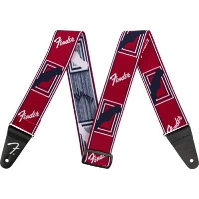Image de Fender Weighless 2 Monogrammed Strap sangle guitare rouge/blanc/bleu